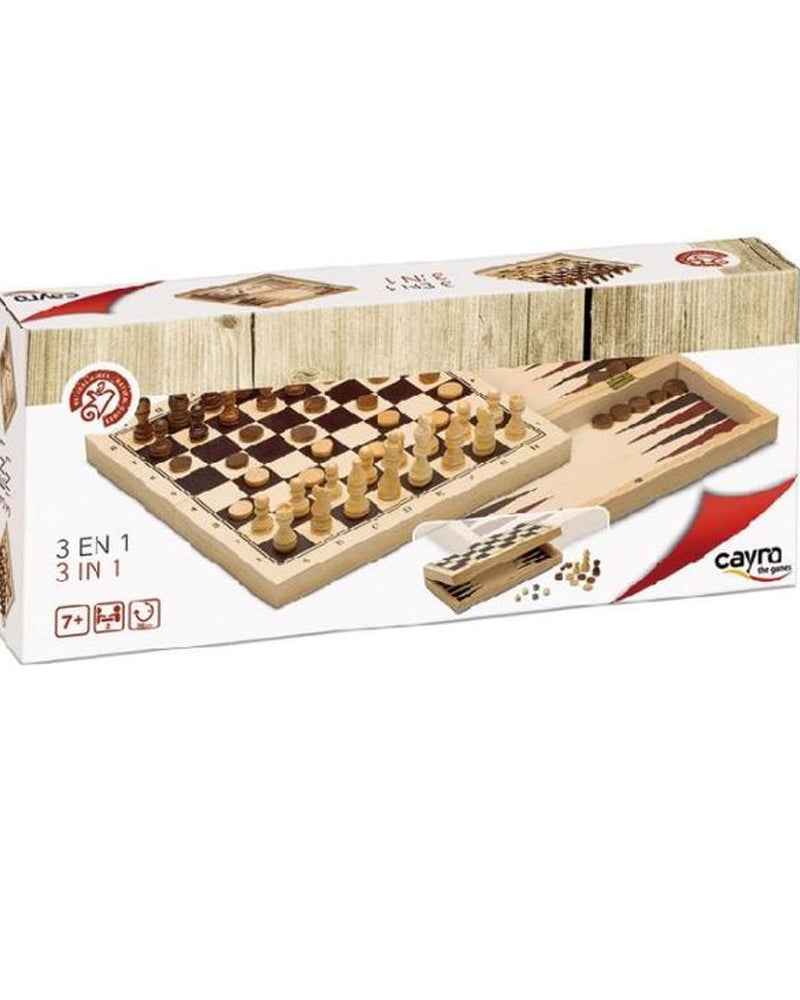 Cayro 3 Wooden Chess Games in 1 - 7 years+