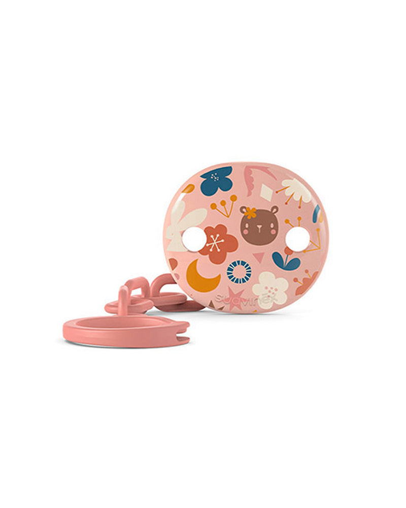 Suavinex Round Pacifier Clip - Pink Forest
