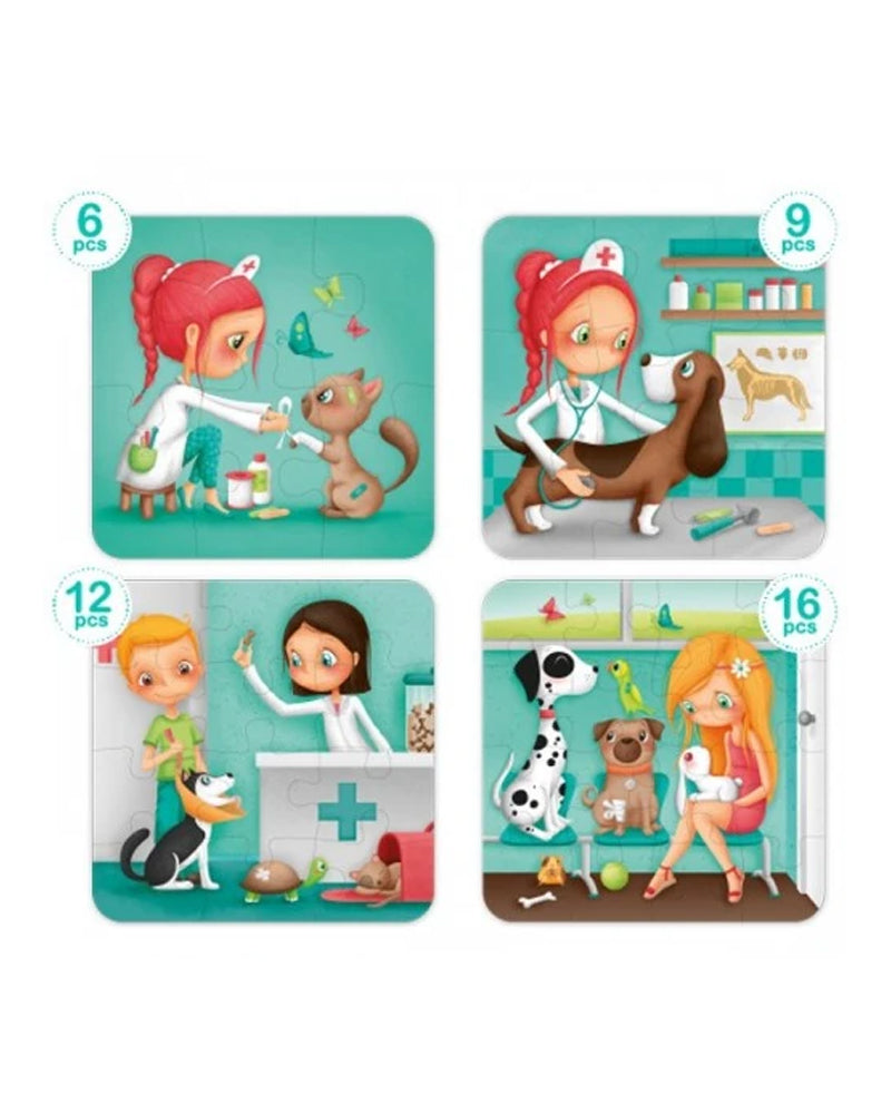 Eurekakids - Puzzle Evolutif 4en1 Vétérinaire 3Ans+