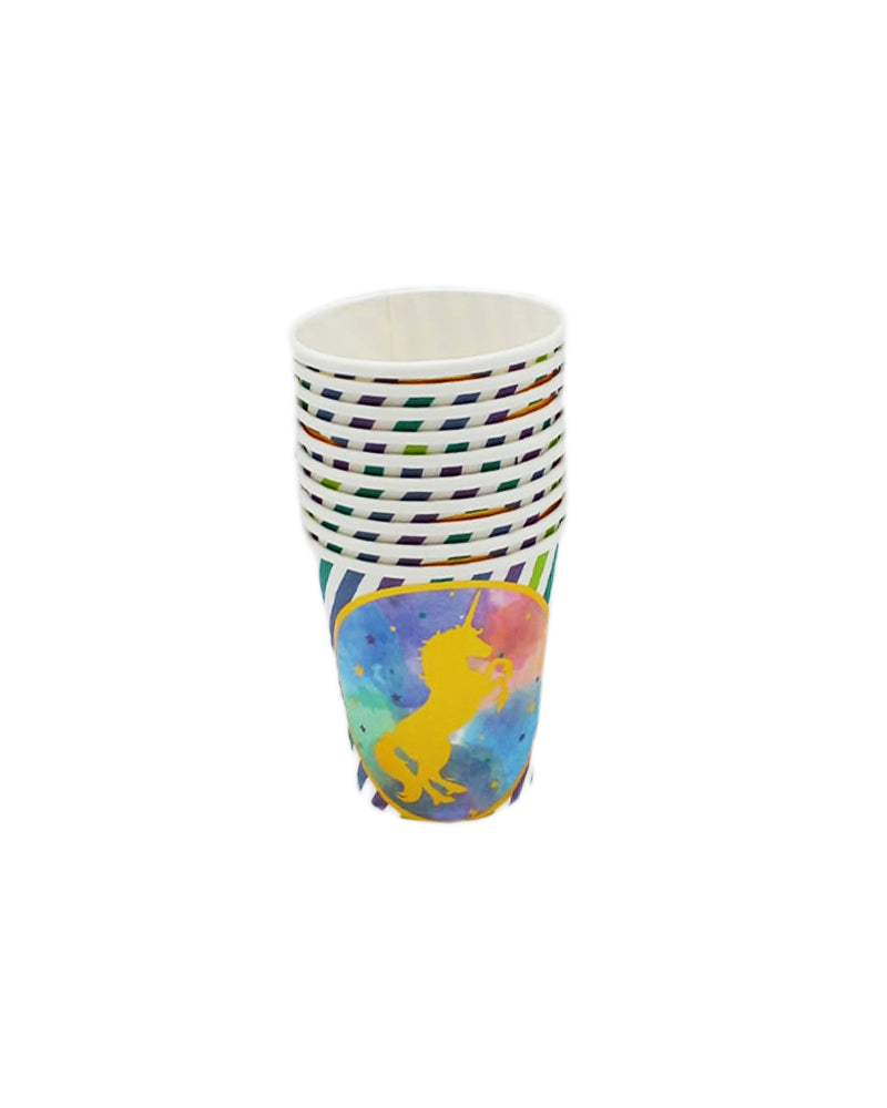 Set of 10 Colorful Unicorn Cups