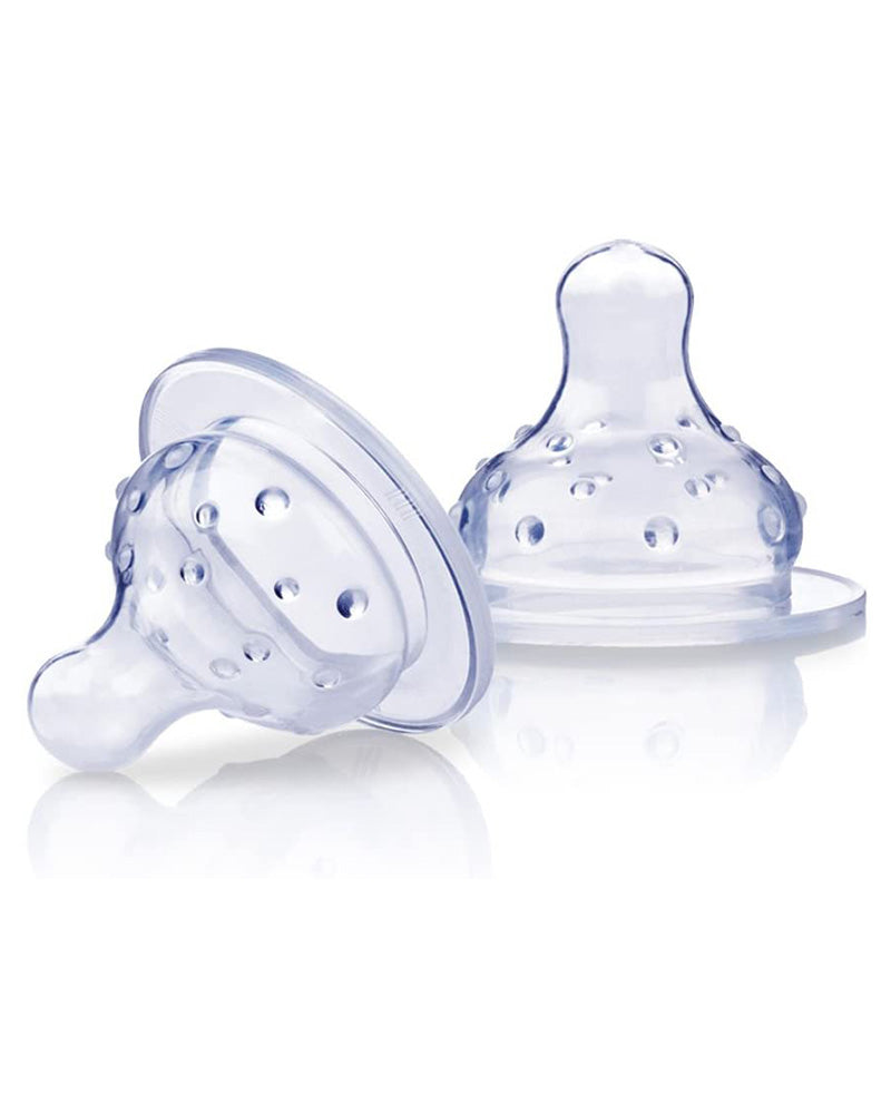 Juego de 2 Tetinas de Silicona de Flujo Variable para Biberones de Cuello Ancho 4M+