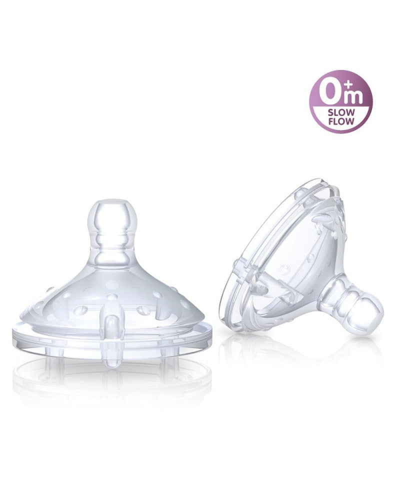 Lot de 2 tétine de remplacement Slow Flow en Silicone à débit lent 0m+