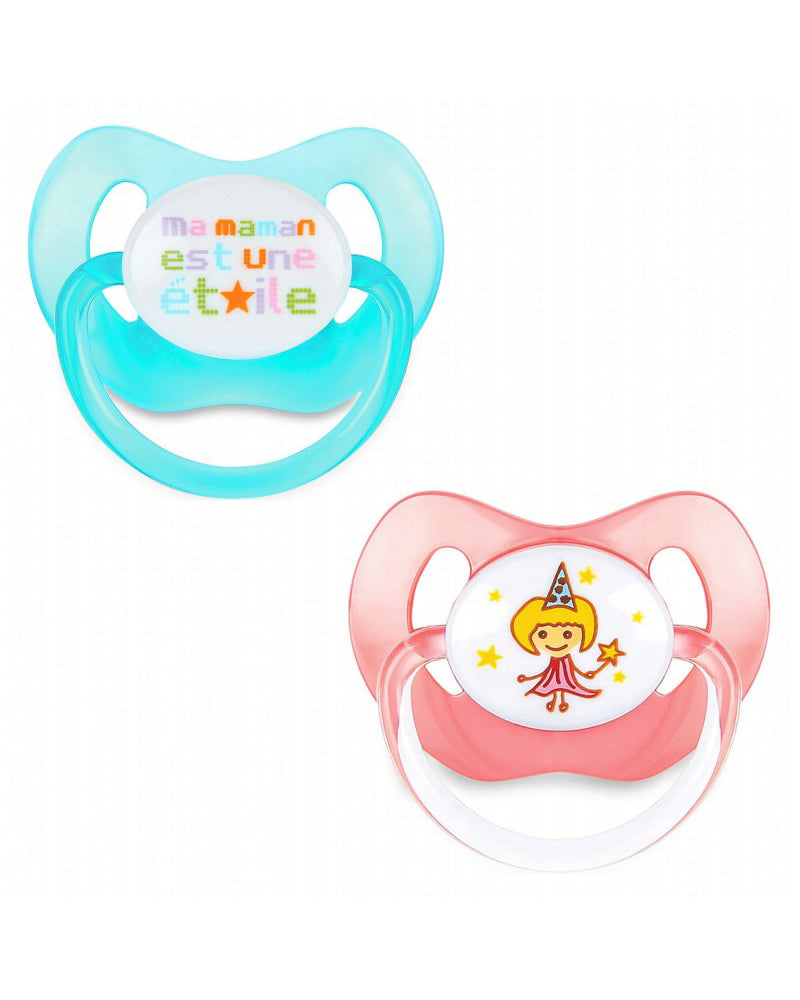 Set of 2 Dodie 'Girl' Silicone Pacifiers - 18m+