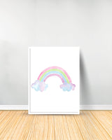 Ensemble de 3 Tableaux décoratifs - Arc-en-ciel | Licorne | Nuage - Blanc