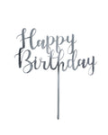 Cake Topper Happy Birthday - Silver