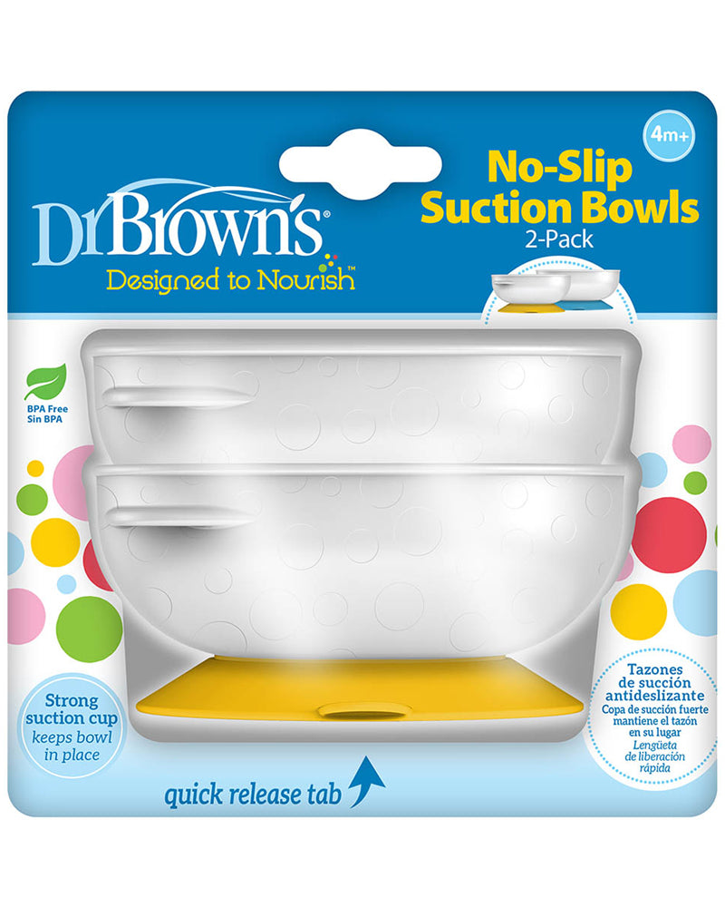 Dr. Brown's Paquet de 2 Bols à ventouse 4M+ - Jaune & Bleu