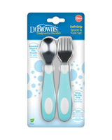 Dr. Brown's Ensemble de cuillère et fourchette en métal 12M+ - Bleu