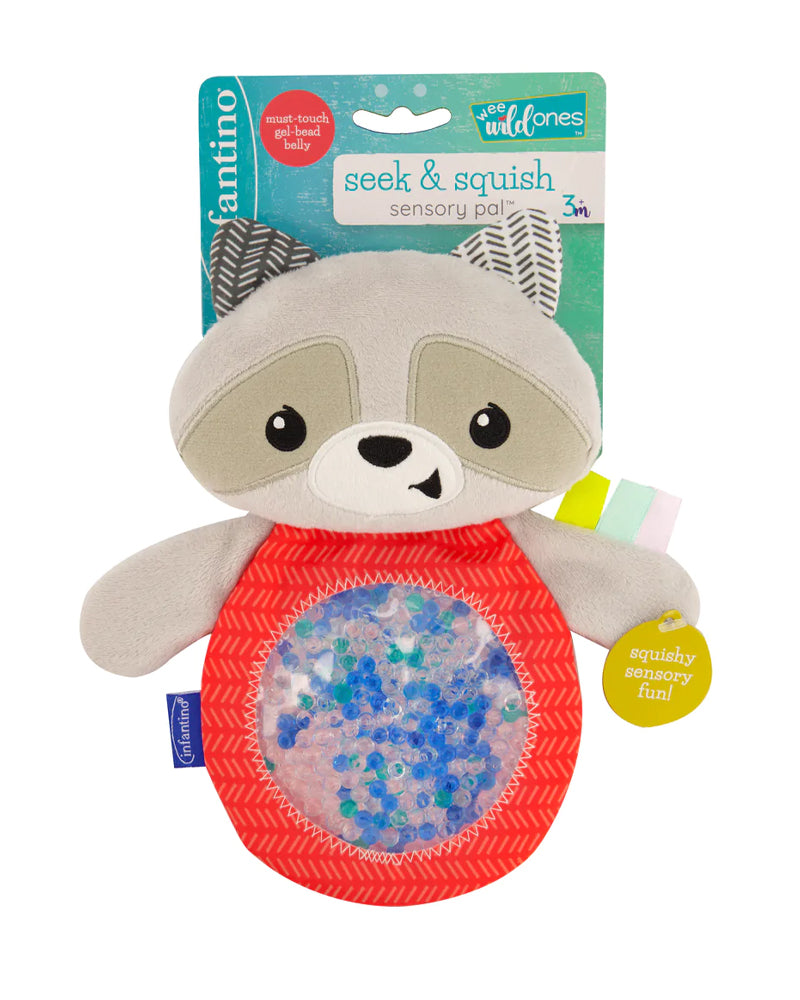 Infantino Raton Laveur avec Ventre en perles de gel 3M+