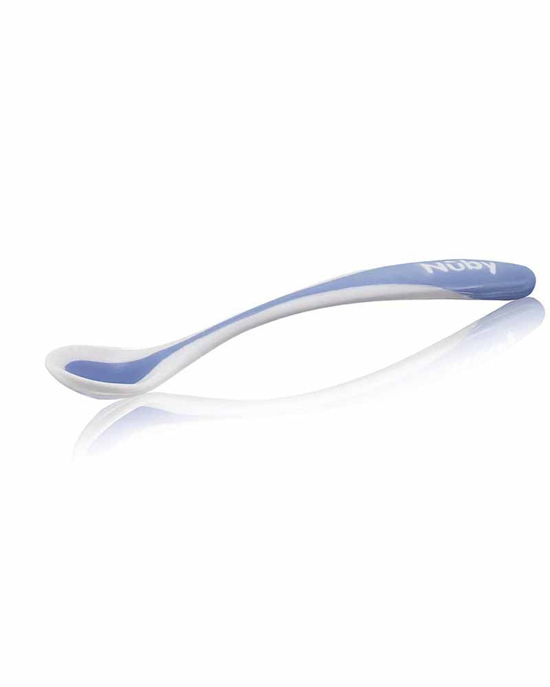 Lot de 2 cuillères Nûby thermosensibles avec bord doux +3m - Bleu