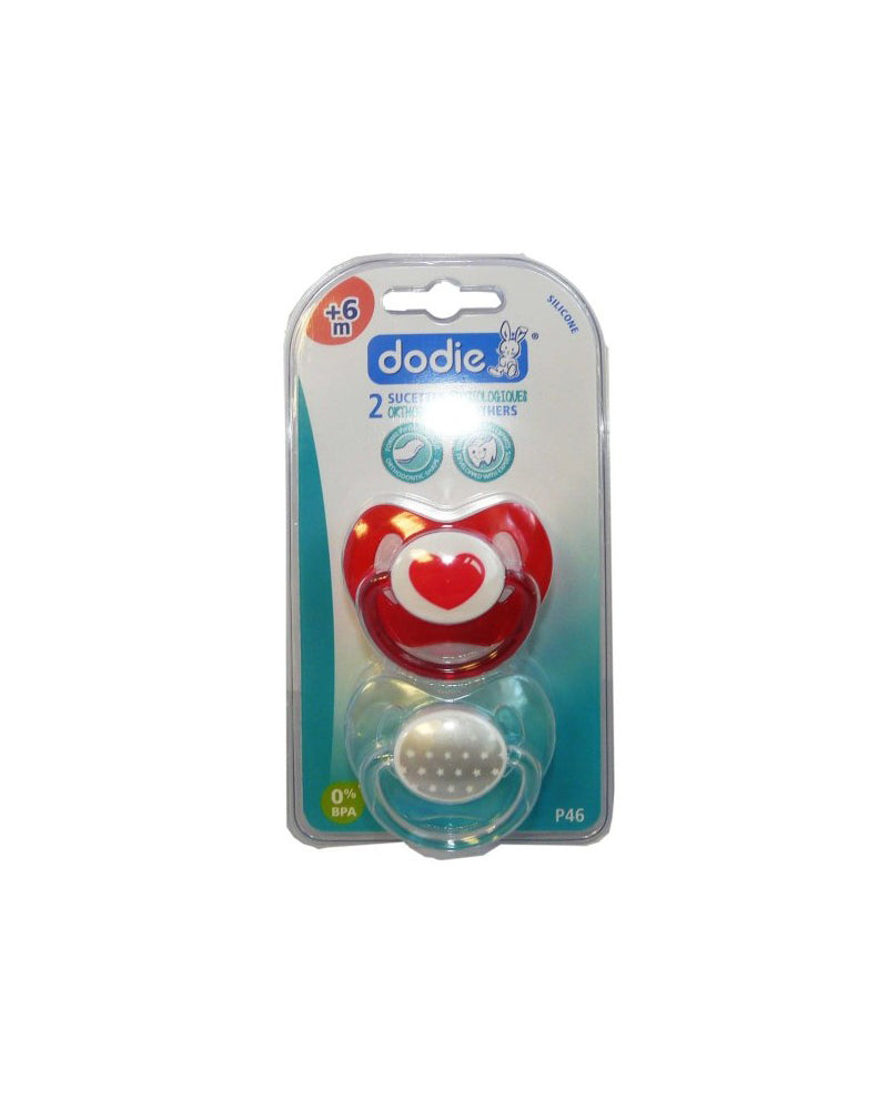Set of 2 Dodie Physiological Silicone Pacifiers +6m - Heart/Stars
