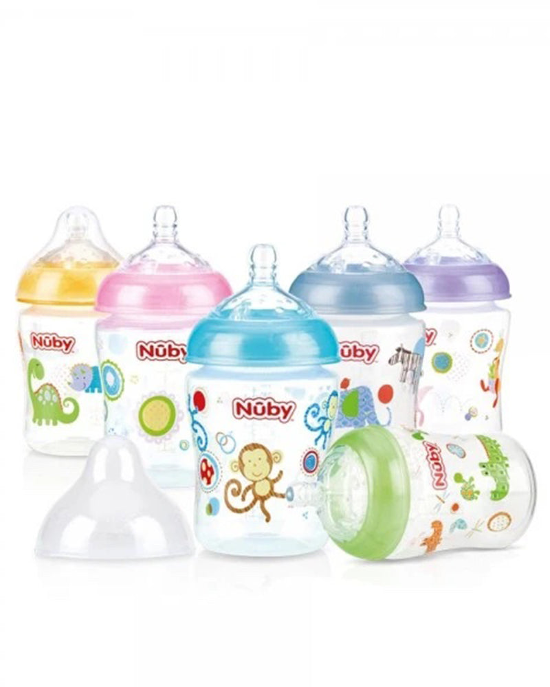 Biberon Nûby en polycarbonate col large 0m+ 270ml - Rose