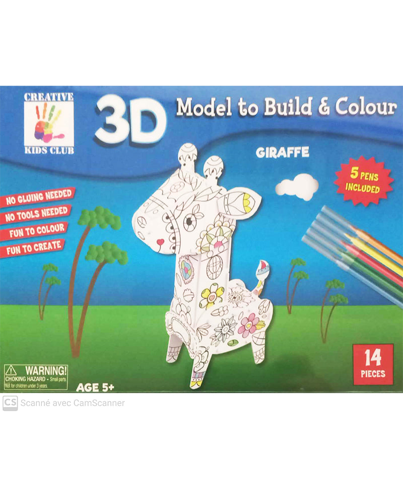 Modelo 3D para Construir y Colorear 14 Piezas - Jirafa - 5A+