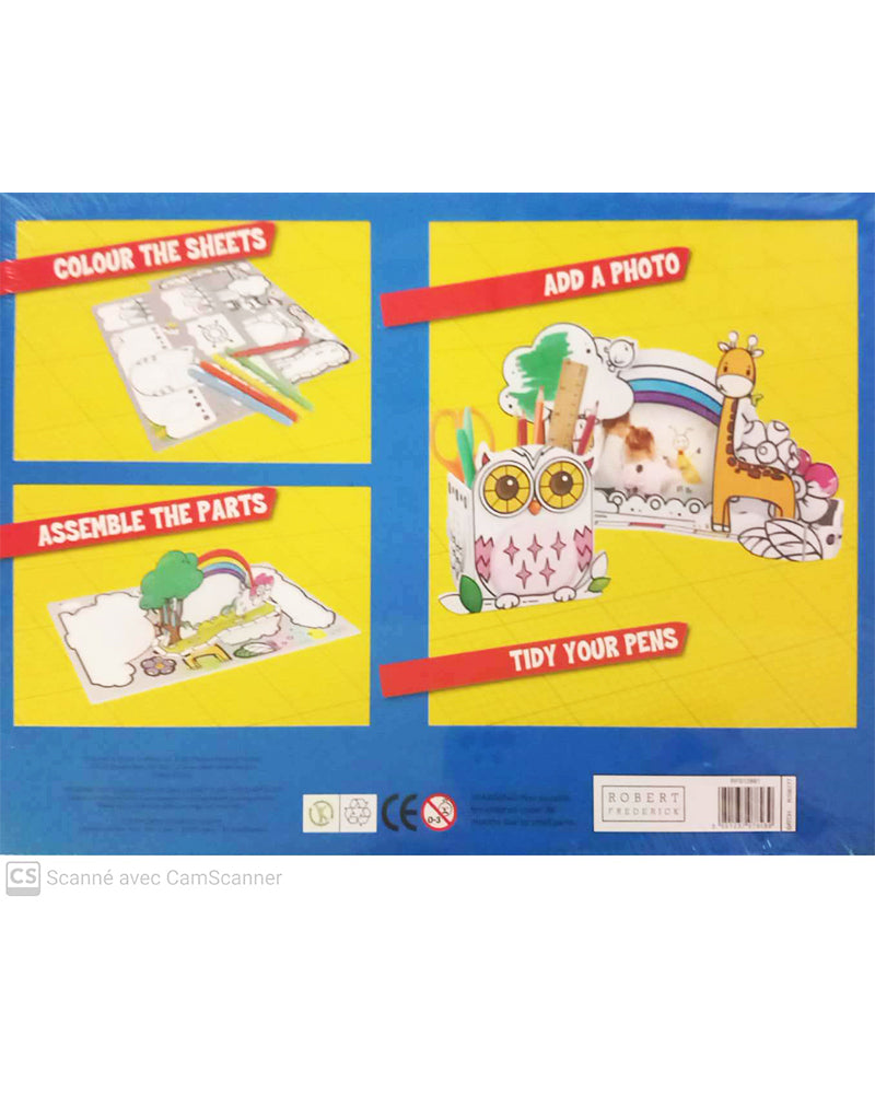 3D Model To Build & Colour 24 Pièces - Owl Pen Holder & Giraffe Photo Frame