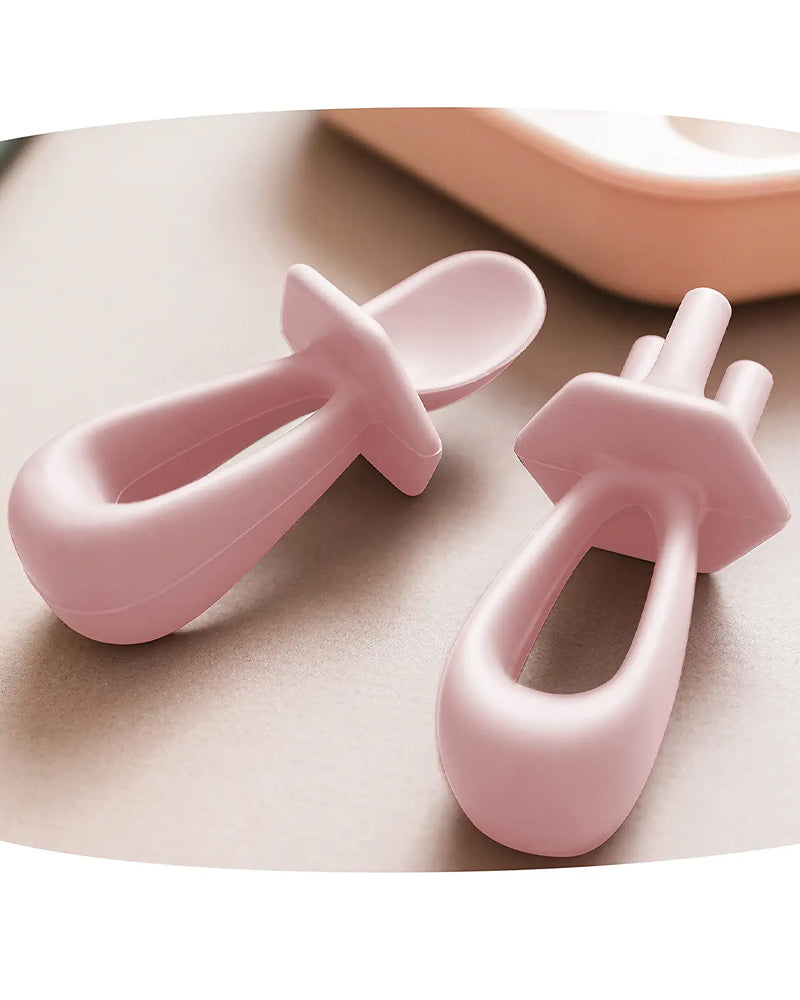 Tiny Twinkle Couverts d'apprentissage en silicone - Rose