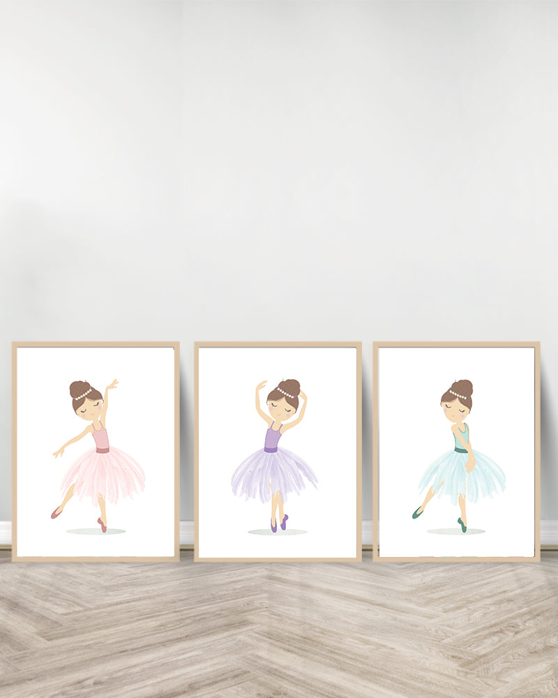 Set of 3 decorative paintings - The three Ballerinas - Wood