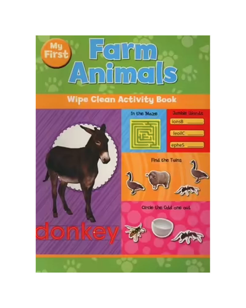My first farm animals - Livre d'activités facile à nettoyer