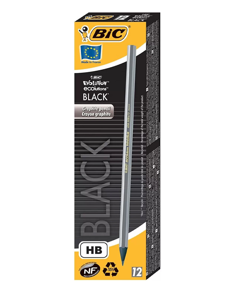 Boîte de 12 Crayons Bic Evolution Ecolutions - Noir
