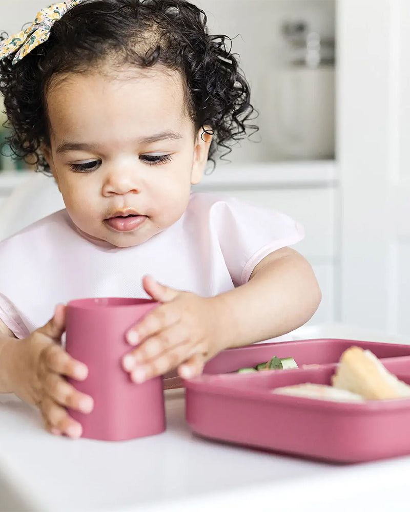 Juego de 2 vasos de entrenamiento de silicona Tiny Twinkle - rosa y burdeos