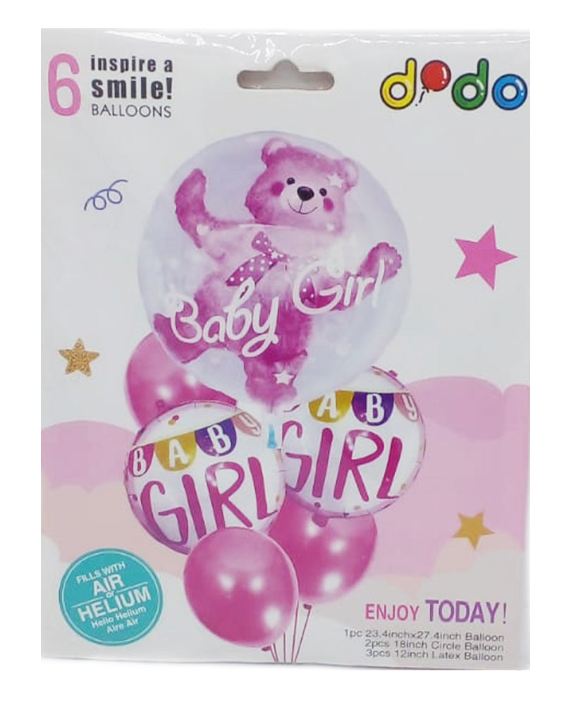 Pack Ballon Baby Girl 6 Pièces de Décoration