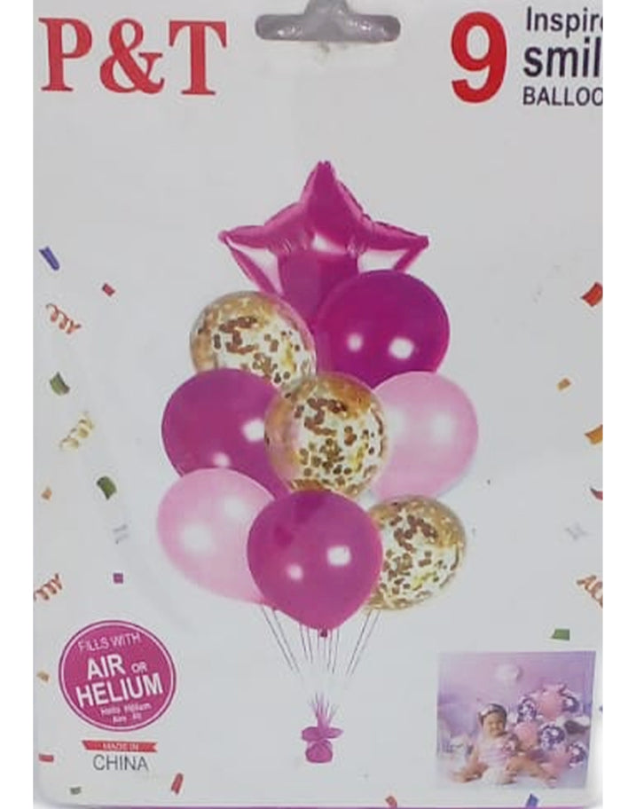Pack 9 Party Balloons - Pink