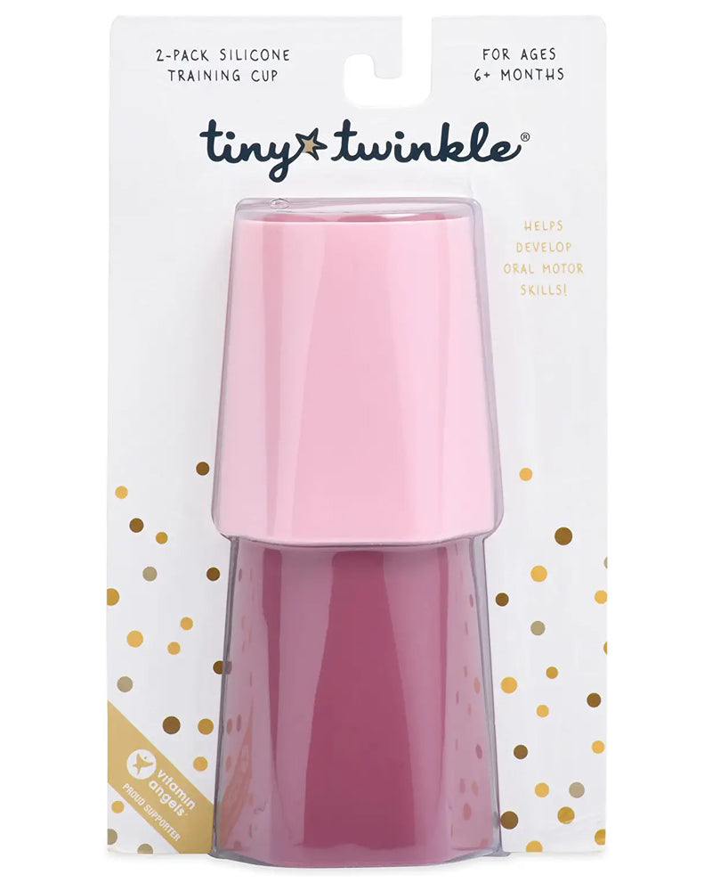 Juego de 2 vasos de entrenamiento de silicona Tiny Twinkle - rosa y burdeos