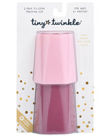 Juego de 2 vasos de entrenamiento de silicona Tiny Twinkle - rosa y burdeos