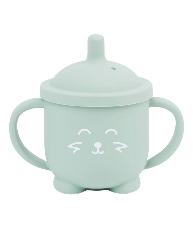 Vaso con pajita de silicona Babymoov ISY Fox - Menta