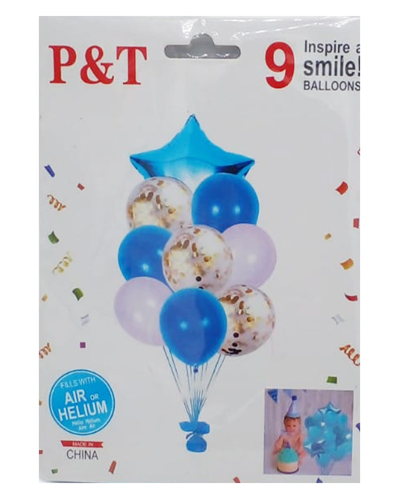 Pack 9 Pieces Decoration Balloons - blue