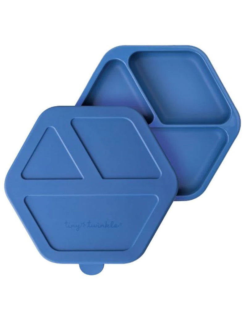 Tiny Twinkle Assiette compartimentée avec couvercle en silicone - Bleu