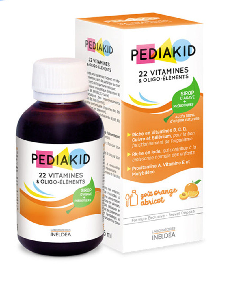 PEDIAKID 22 VITAMINES & OLIGO-ELEMENTS ORANGE ABRICOT 125ML