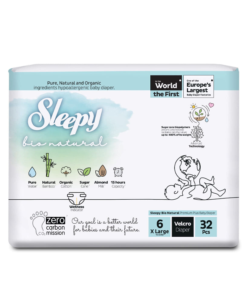 SLEEPY - BIO NATURAL DIAPER DOUBLE JUMBO XL Taille 6- 32 Unités