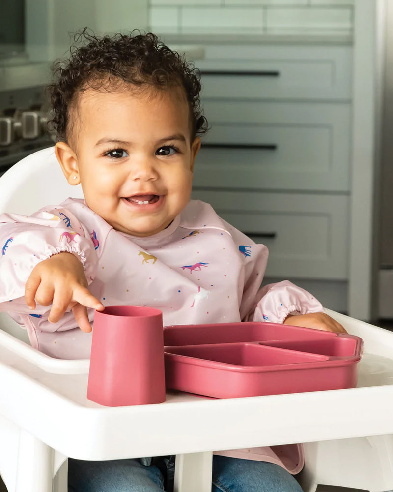 Juego de 2 vasos de entrenamiento de silicona Tiny Twinkle - rosa y burdeos