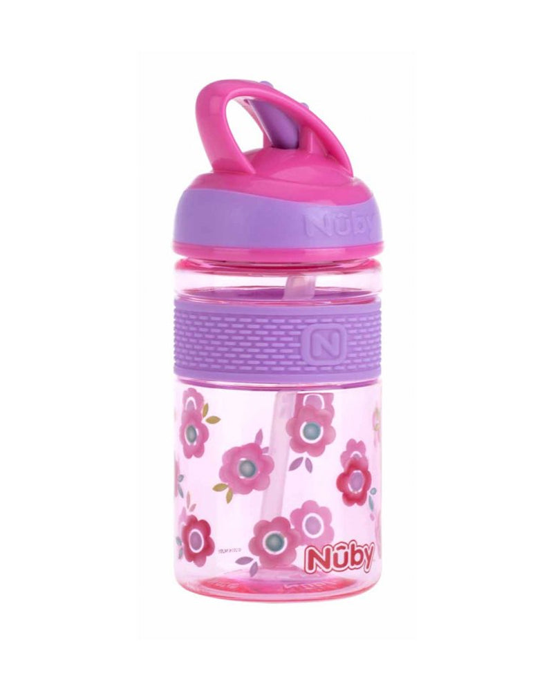 Gourde Nûby  2en1 paille dure en Tritan 360ml 3ans+ - Rose