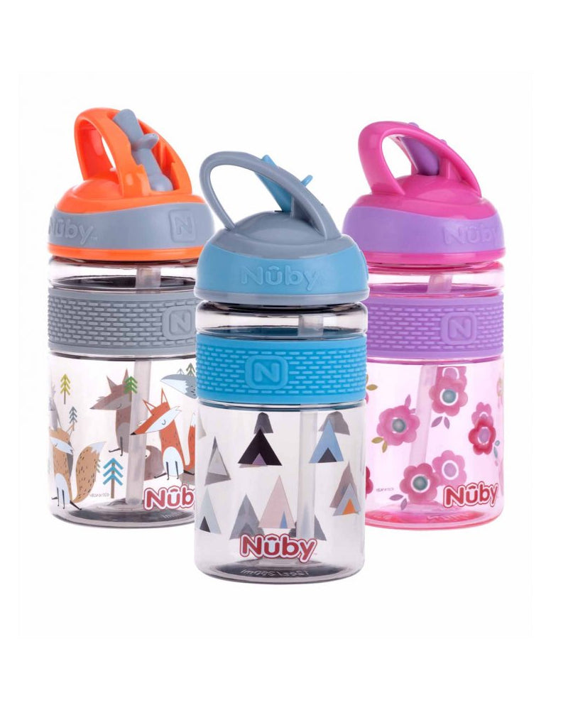 Gourde Nûby  2en1 paille dure en Tritan 360ml 3ans+ - Rose