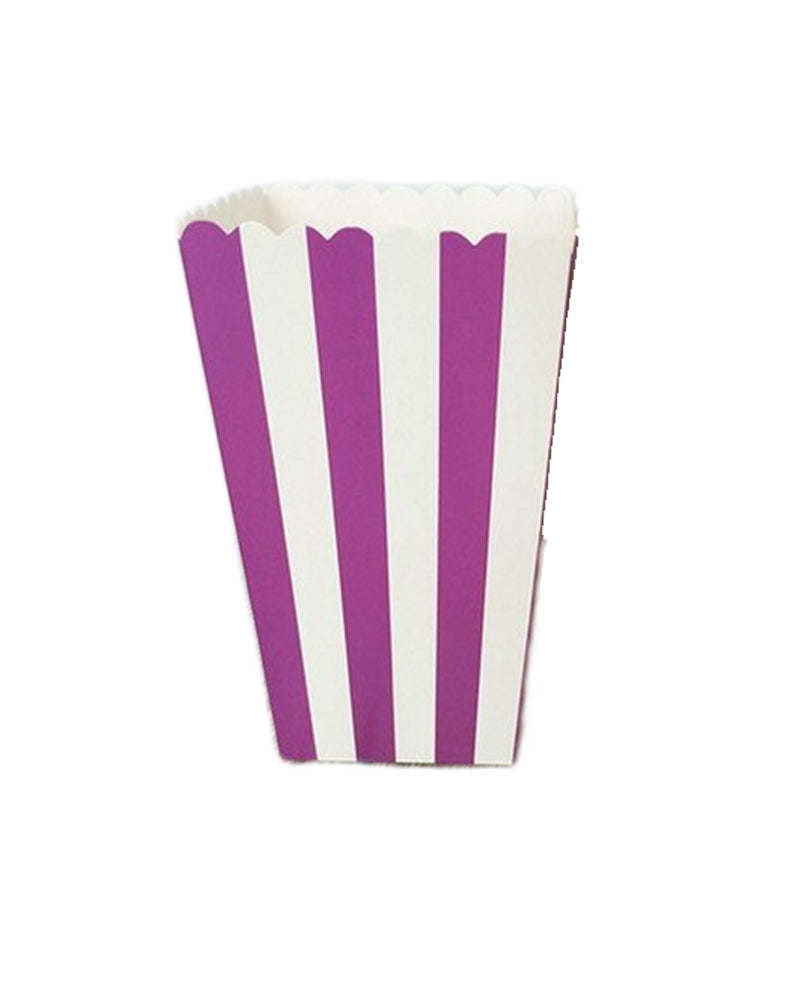 Popcorn Boxes 6 pieces striped paper - Purple