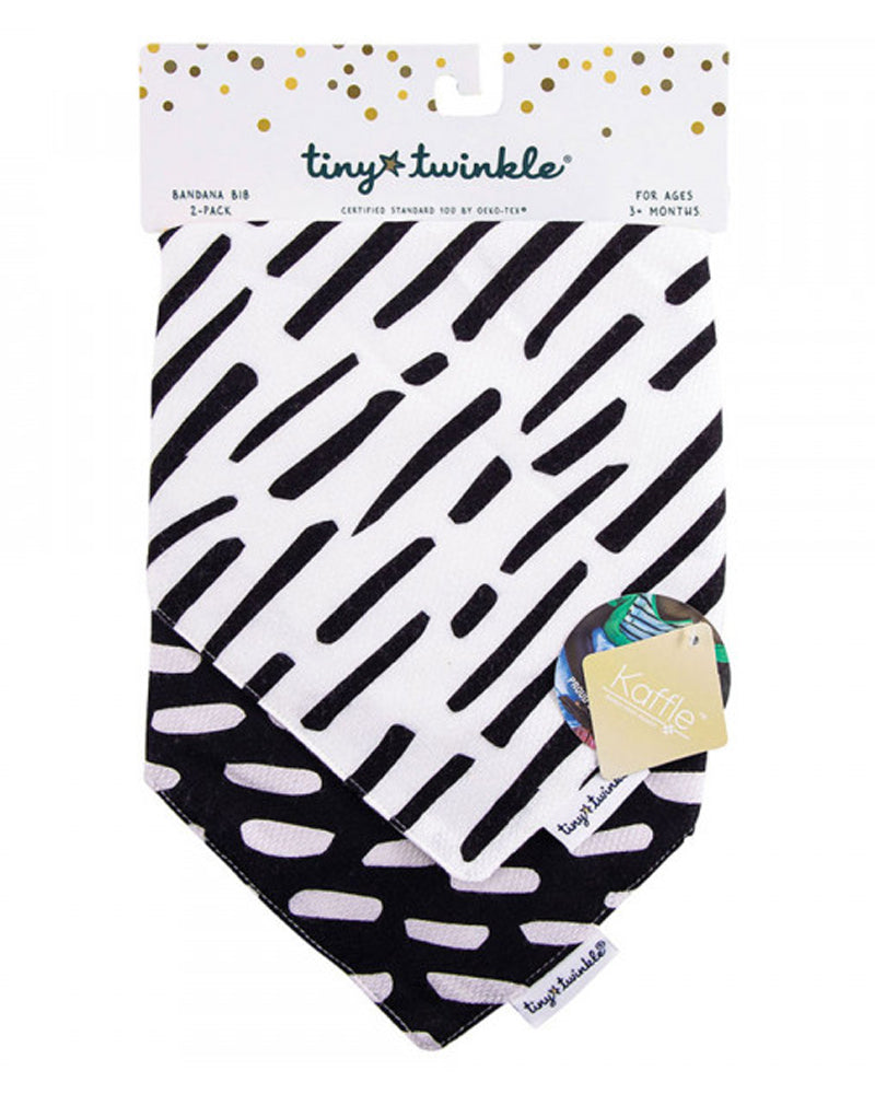 Tiny Twinkle Lot de 2 bavoirs bandana - Noir & Blanc
