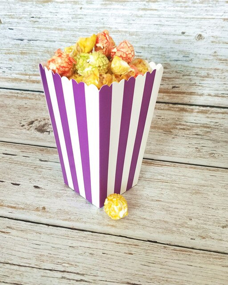 Boîtes à Popcorn en papier rayé - Mauve
