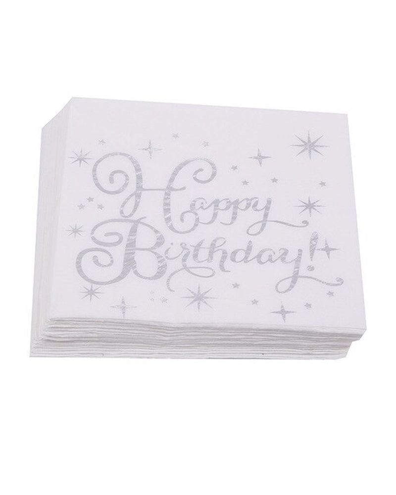 Happy Birthday Napkins - Silver