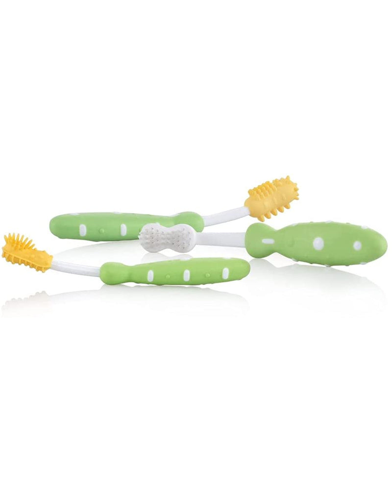 Nûby Set de cepillos de dientes de 3 piezas - Verde