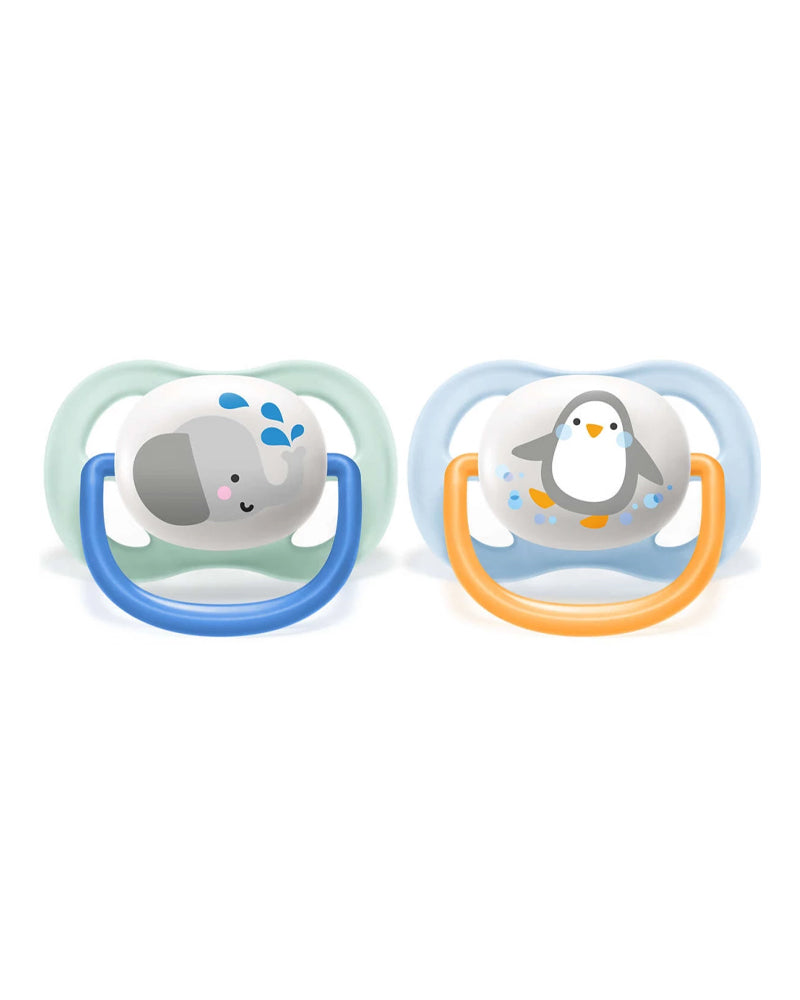 Avent Lot de 2 Sucettes Orthodontiques Penguin & Éléphant 0-6m Garçon