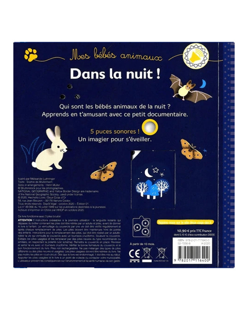 Mes bébés animaux dans la nuit - Livre Sonore National Geographic