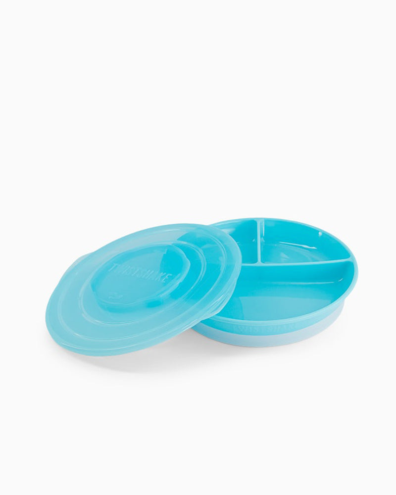 Assiette 3 Compartiments Avec Couvercle - Bleu