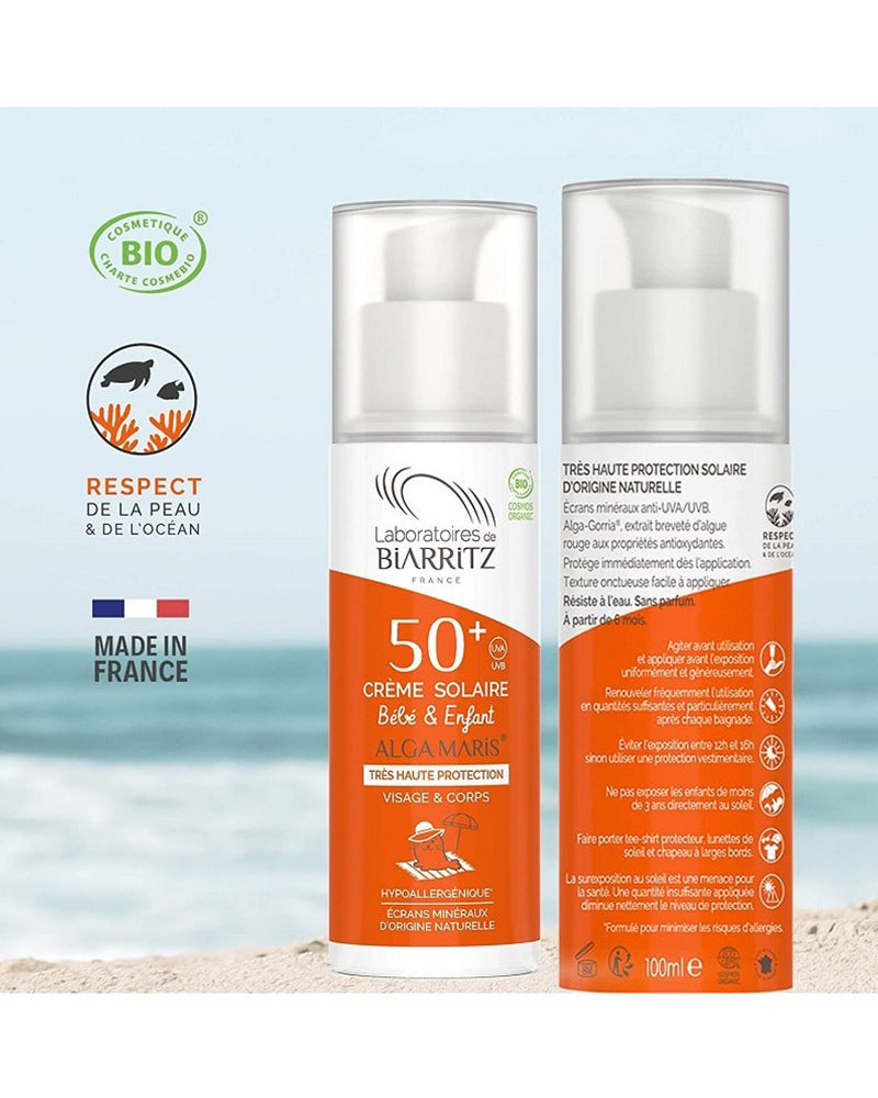 Crème Solaire Bébé & Enfant SPF50+ Certifiée Bio 100ml - Laboratoires de Biarritz