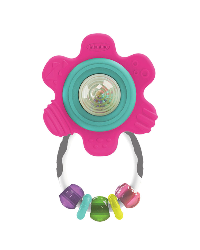 Infantino Sonajero Mordedor Giratorio Flor Rosa 0M+