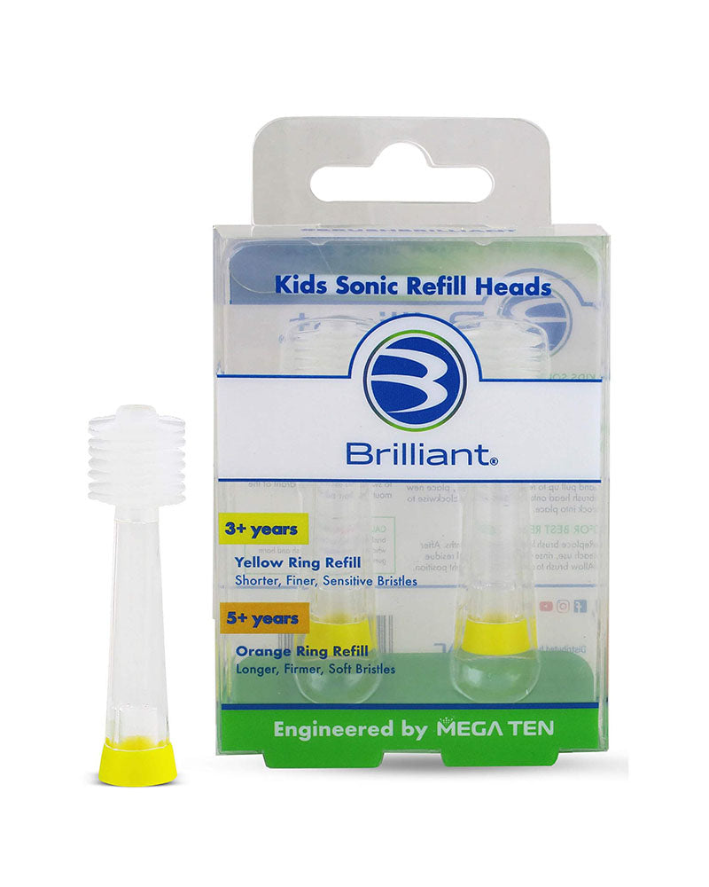 Brilliant Kids Sonic Toothbrush Refill Heads - Yellow