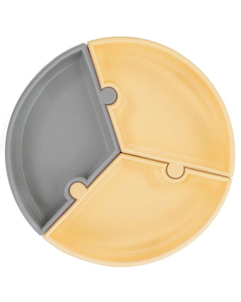 Assiette Puzzle MINIKOIOI avec Ventouse en Silicone – Jaune