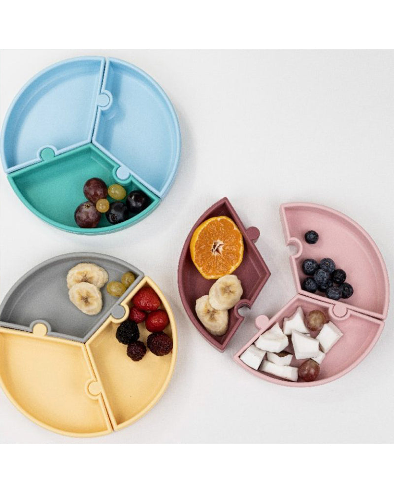 Assiette Puzzle MINIKOIOI avec Ventouse en Silicone – Jaune