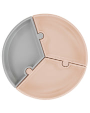 Assiette Puzzle MINIKOIOI avec Ventouse en Silicone – Beige