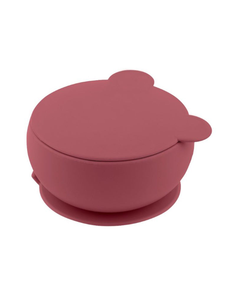 Set en Silicone MINIKOIOI : Bol Gobelet Cuillère – Rouge Velvet