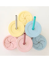 Gobelet 3 en 1 MINIKOIOI avec 2 couvercles et Paille en Silicone  – Jaune